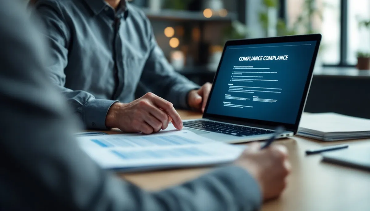 Administratif consultant un formulaire de déclaration officielle sur ordinateur portable